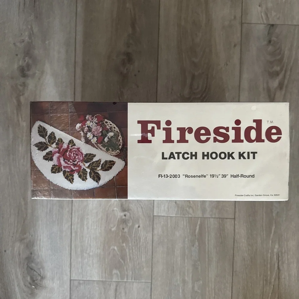 Vintage Fireside Latch Hook Rug Kit Rosenelfe FI-13-2003 Floral Sealed 19.5